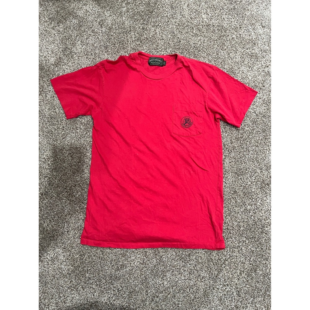 Vintage Polo Country Ralph Lauren Red Pocket T-Shirt Single Stitch Crest Logo S